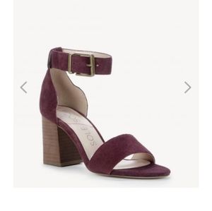 Burgundy Suede Heeled Sandals